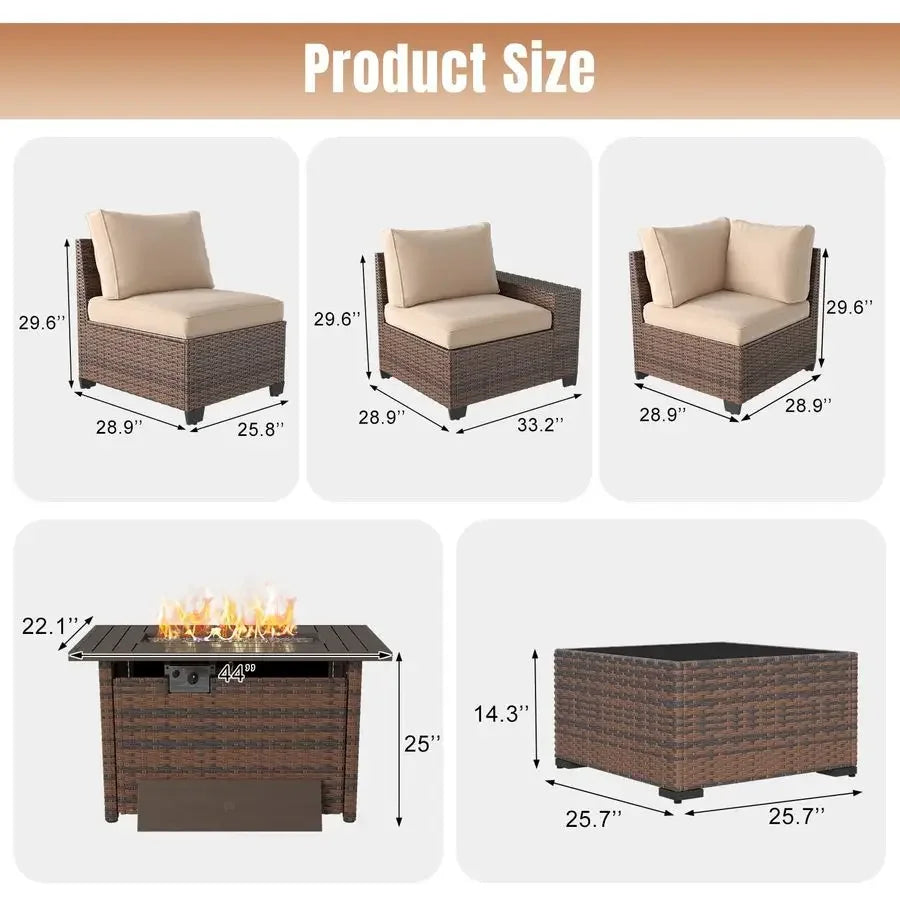 7 Pieces Patio Furniture, 44 Fire Pit