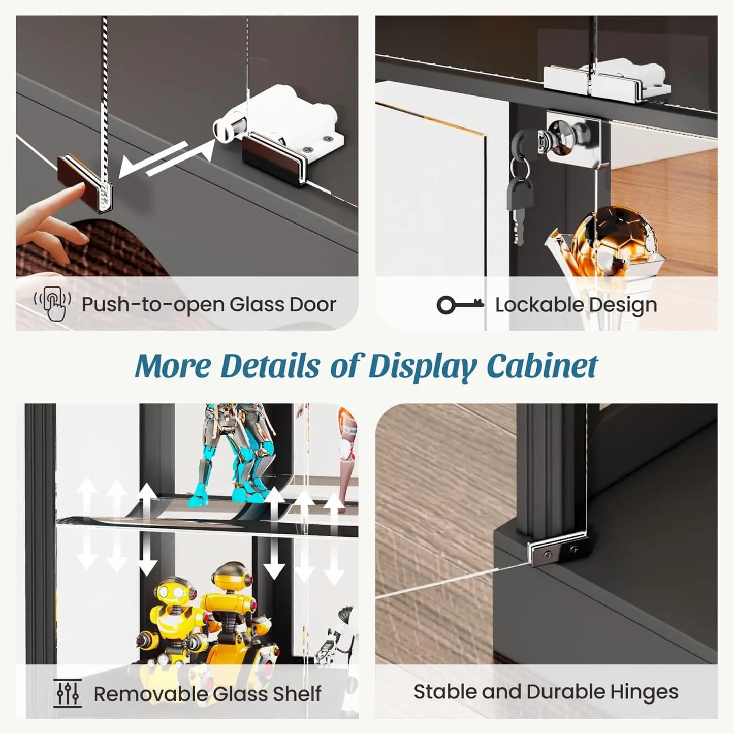 Glass Cabinet, RGB Lights & Motion Sensor
