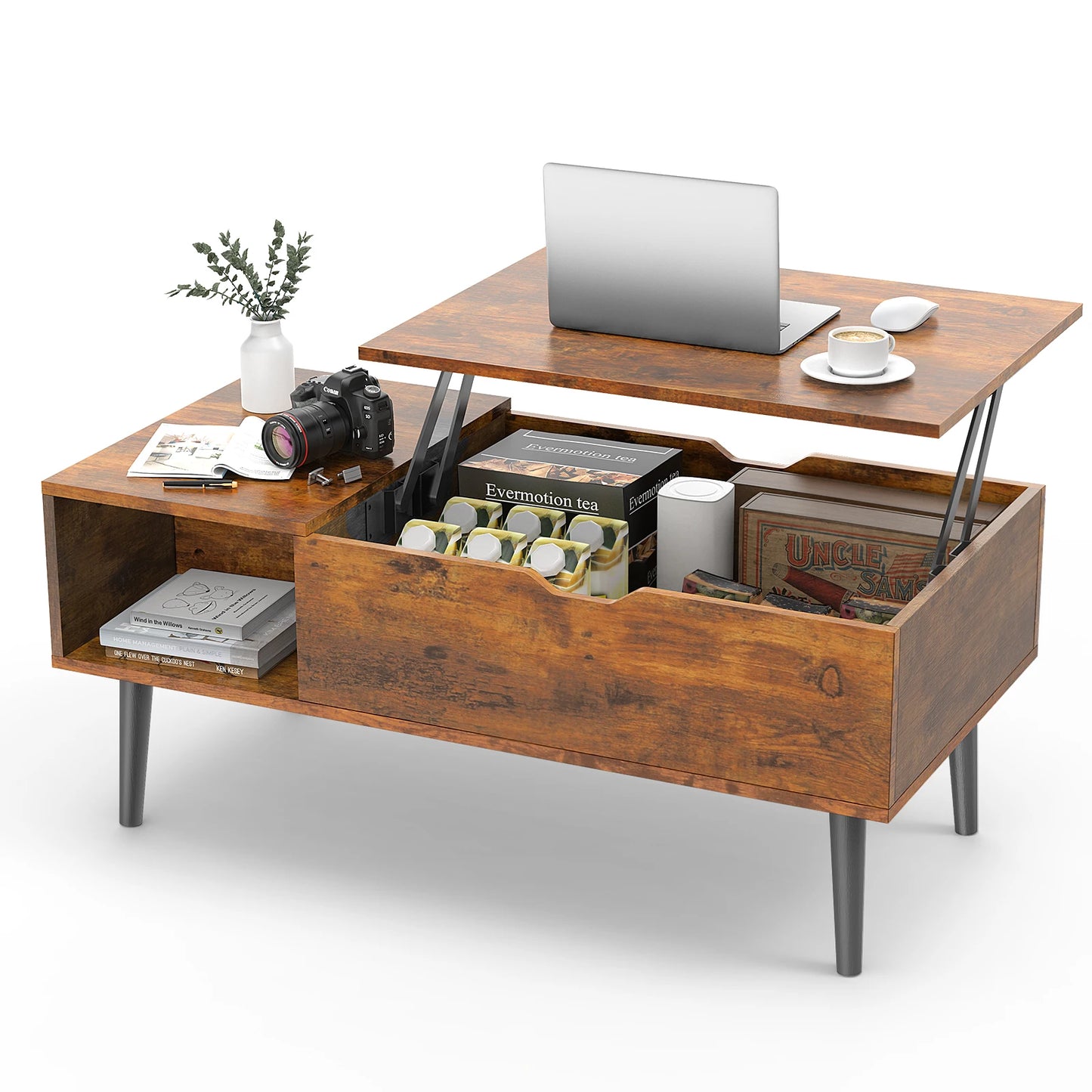 JHK Lift Top Coffee Tables, Adjustable Storage
