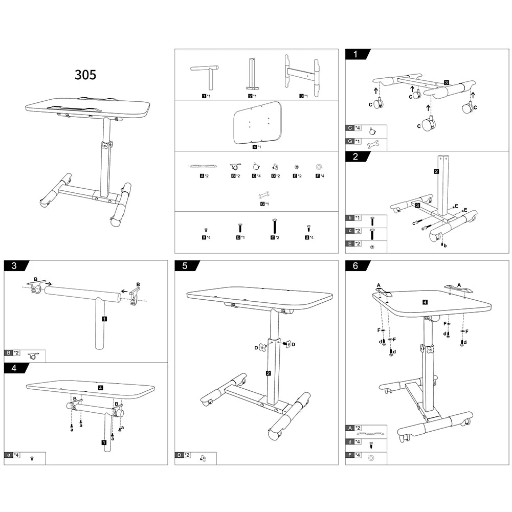 Overbed Table w/ Tilting Laptop Desk
