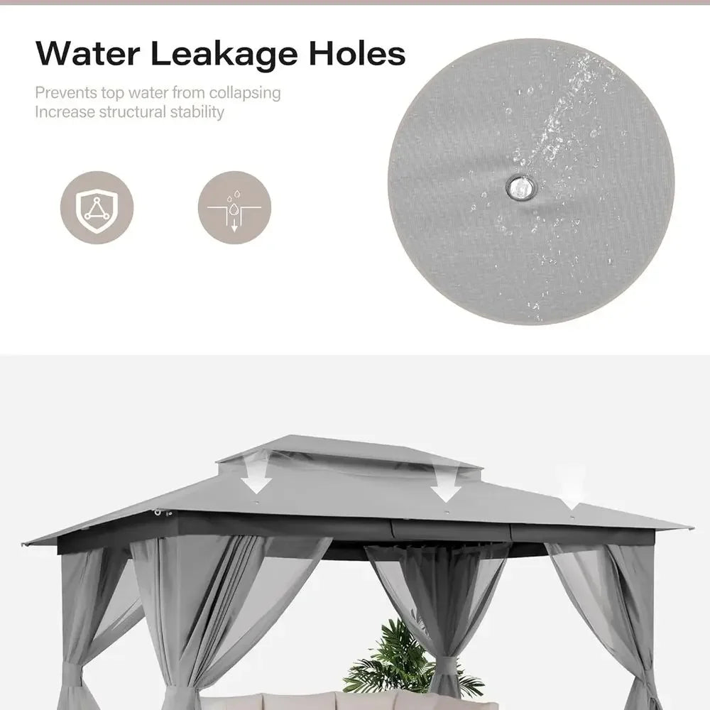 Outdoor 10x13 Patio Gazebo with Double Roof