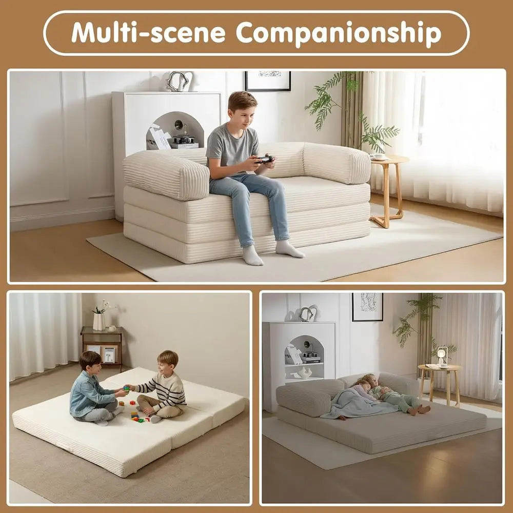 Queen Size Convertible Sofa Bed Upholstered Sleeper Sofa, Ideal for Small Spaces and Guest