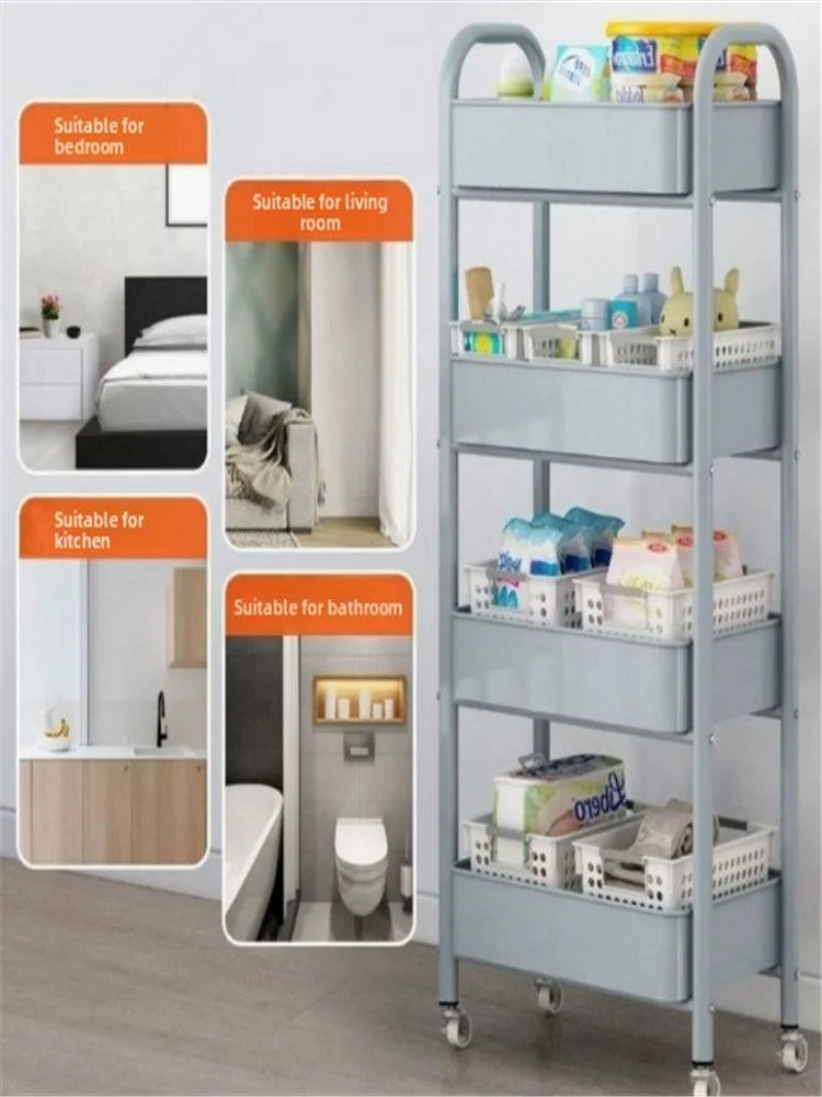 Trolley with Handlebar and Storage Rack