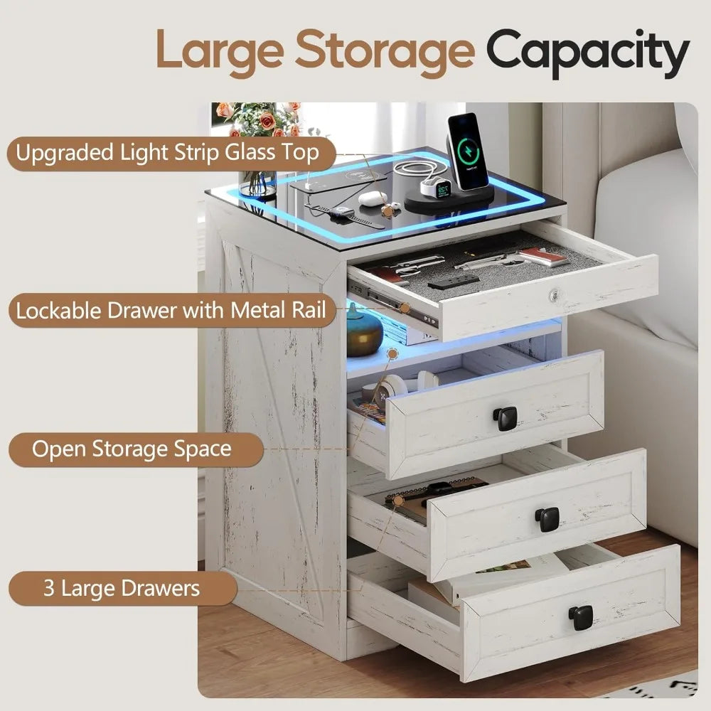 Smart Nightstand with Lockable Gun Drawer
