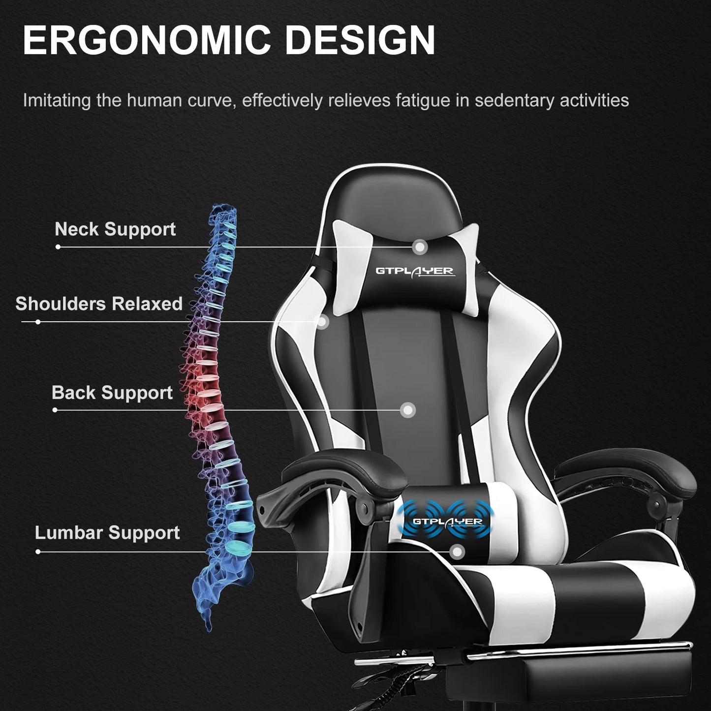 GTPLAYER Gaming Chair with Footrest,
