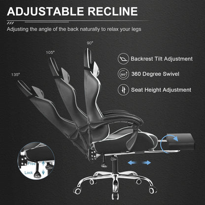 GTPLAYER Gaming Chair with Footrest,