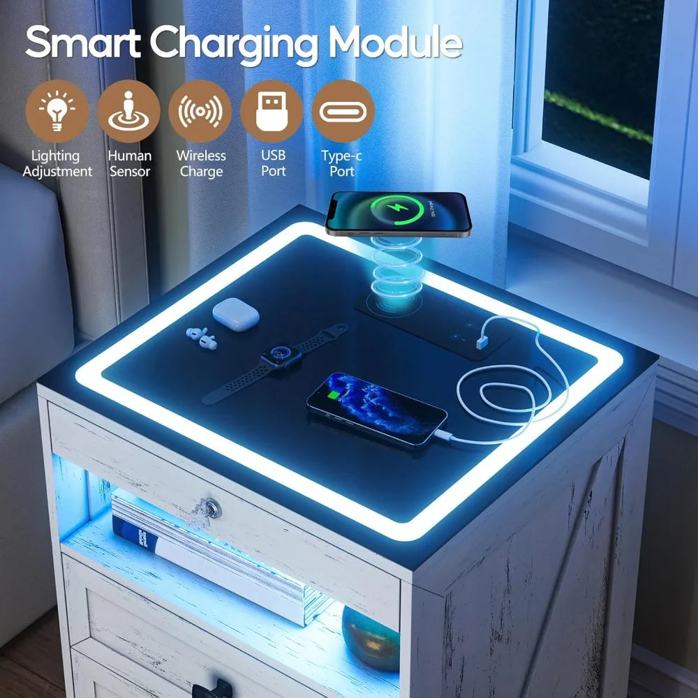 Smart Nightstand with Lockable Gun Drawer