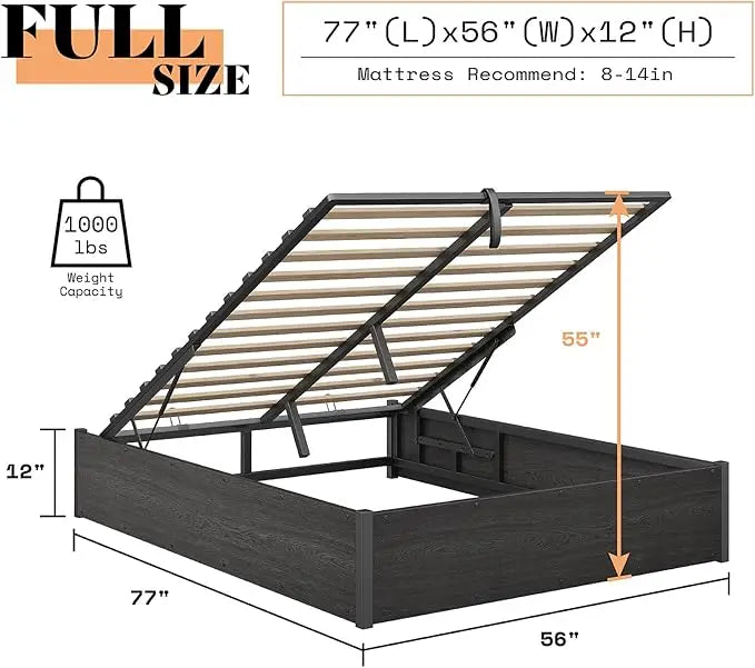 Lift Up Storage Underneath Bed Solid Wood