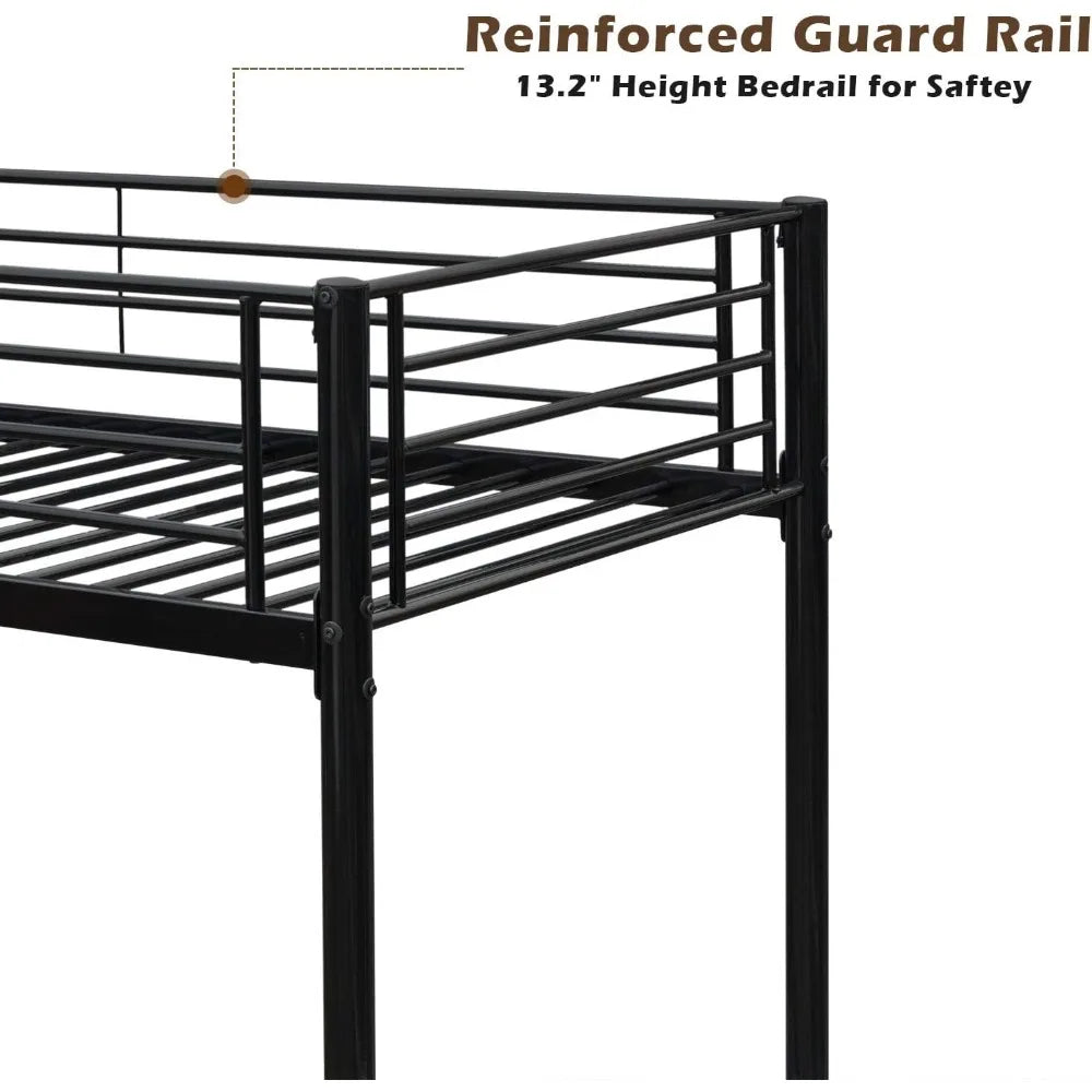 Bunk Bed for Kids/Teens/Adults                       Heavy Duty 2 Decker Bed with Flat Ladder and 13 inches High Guardrail,