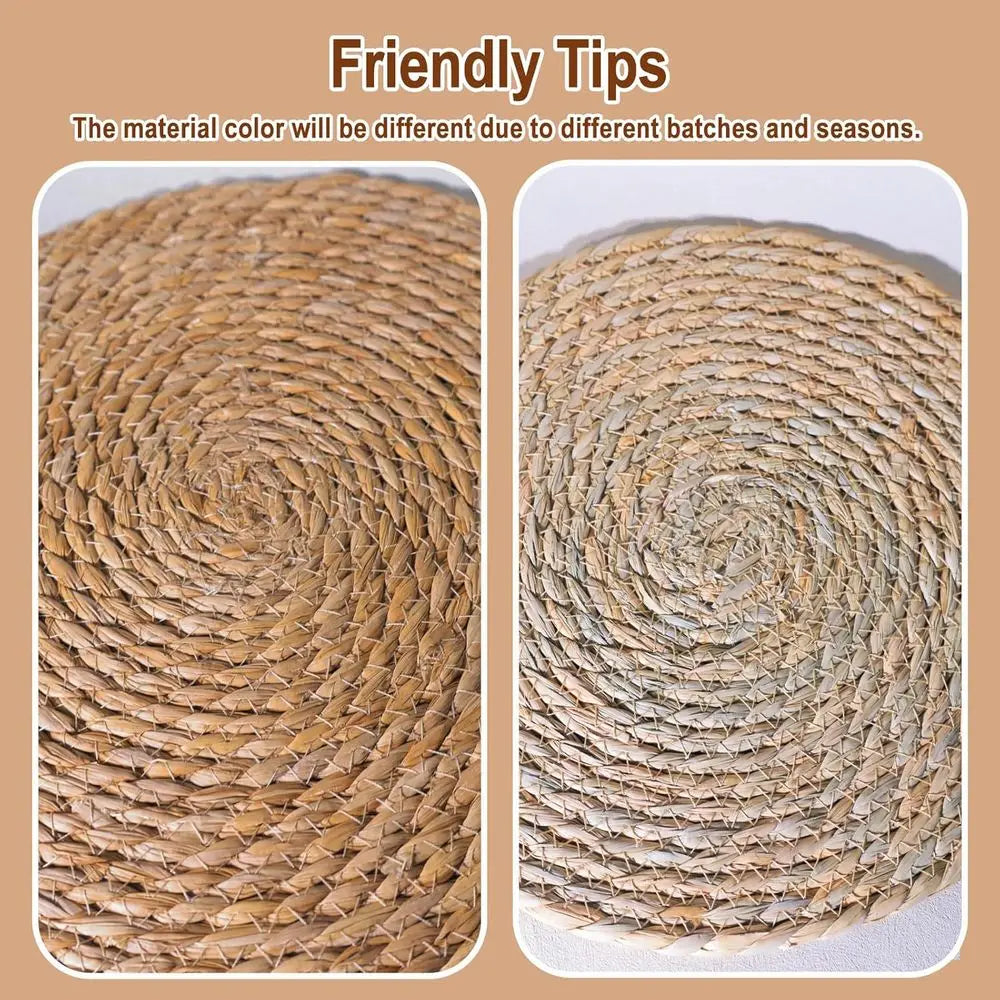 Round Woven Placemats Natural Water Hyacinth
