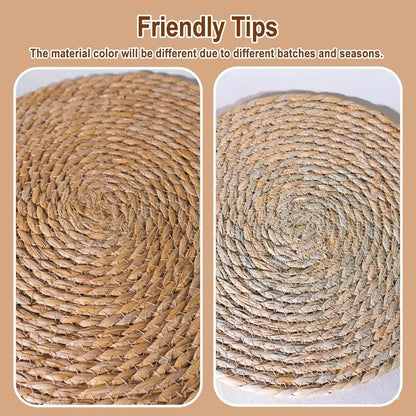Round Woven Placemats Natural Water Hyacinth