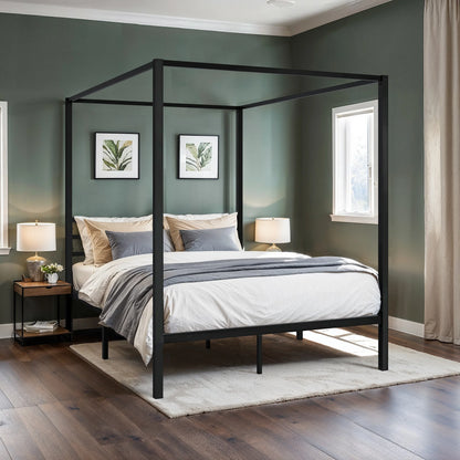 Canopy Bed Frame, 4-Poster, No Box Spring Needed