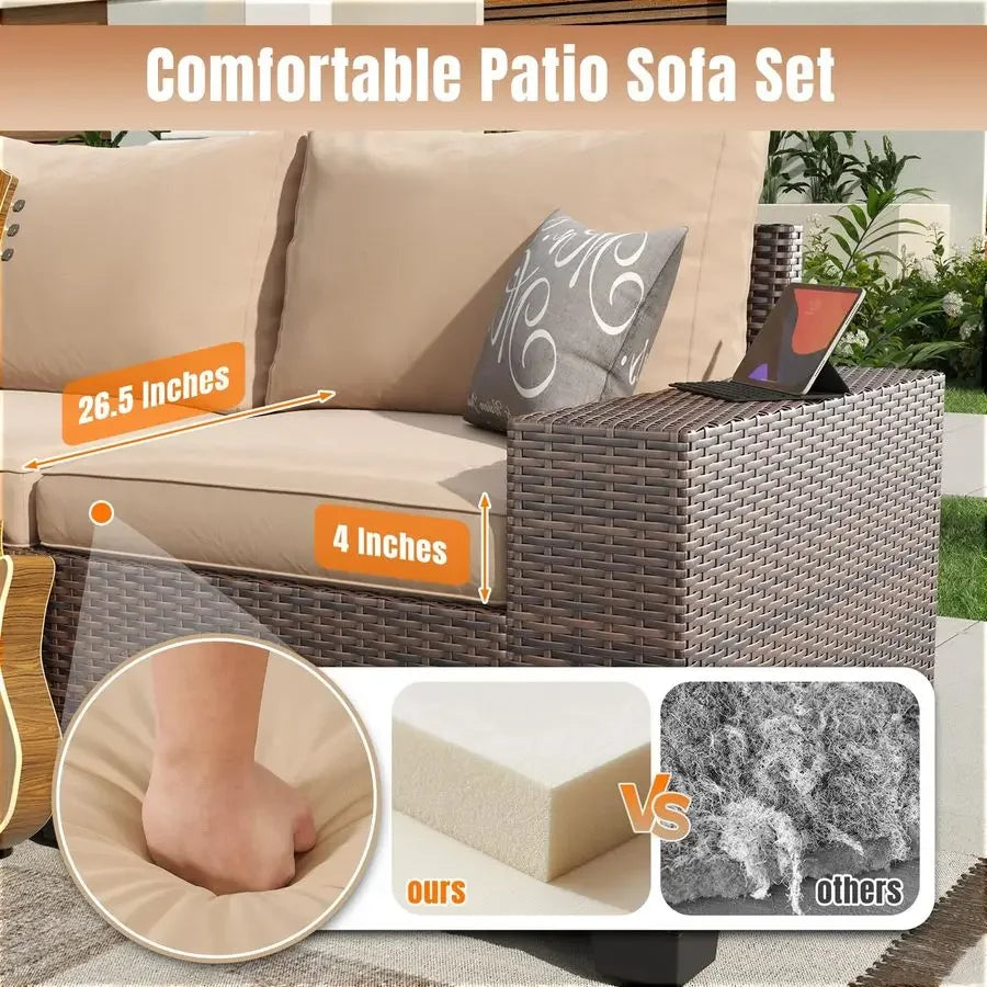 7 Pieces Patio Furniture,  44 Fire Pit