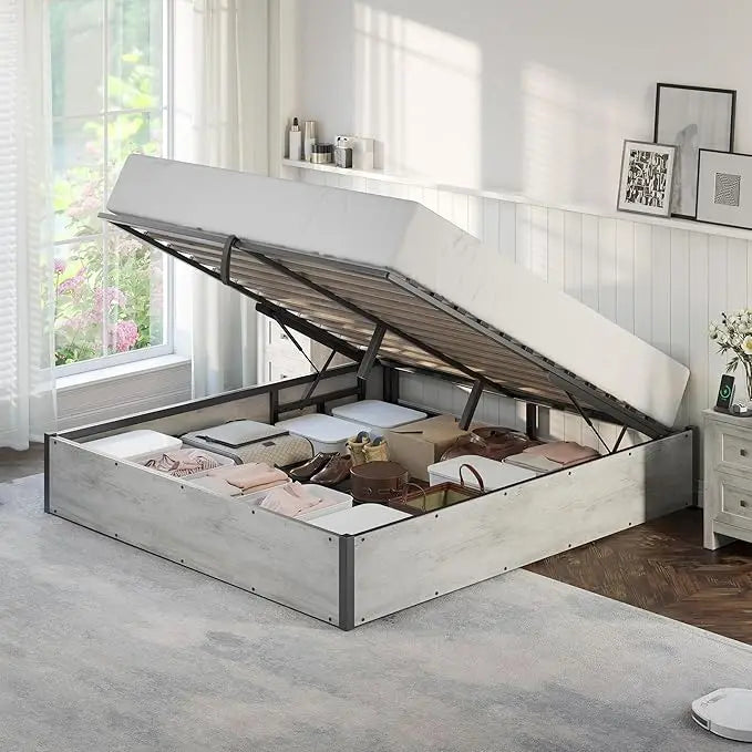 Lift Up Storage Underneath Bed Solid Wood