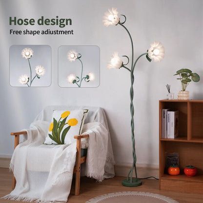 3-Head Flower Floor Lamp Contains Bulb,