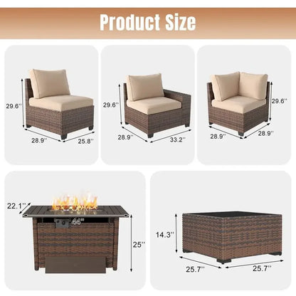 7 Pieces Patio Furniture,  44 Fire Pit