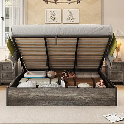 Lift Up Storage Underneath Bed Solid Wood