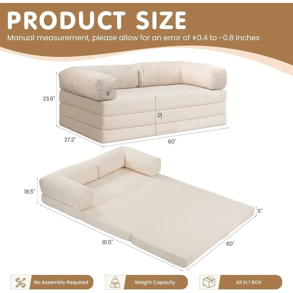 Queen Size Convertible Sofa Bed   Upholstered Sleeper Sofa, Ideal for Small Spaces and Guest
