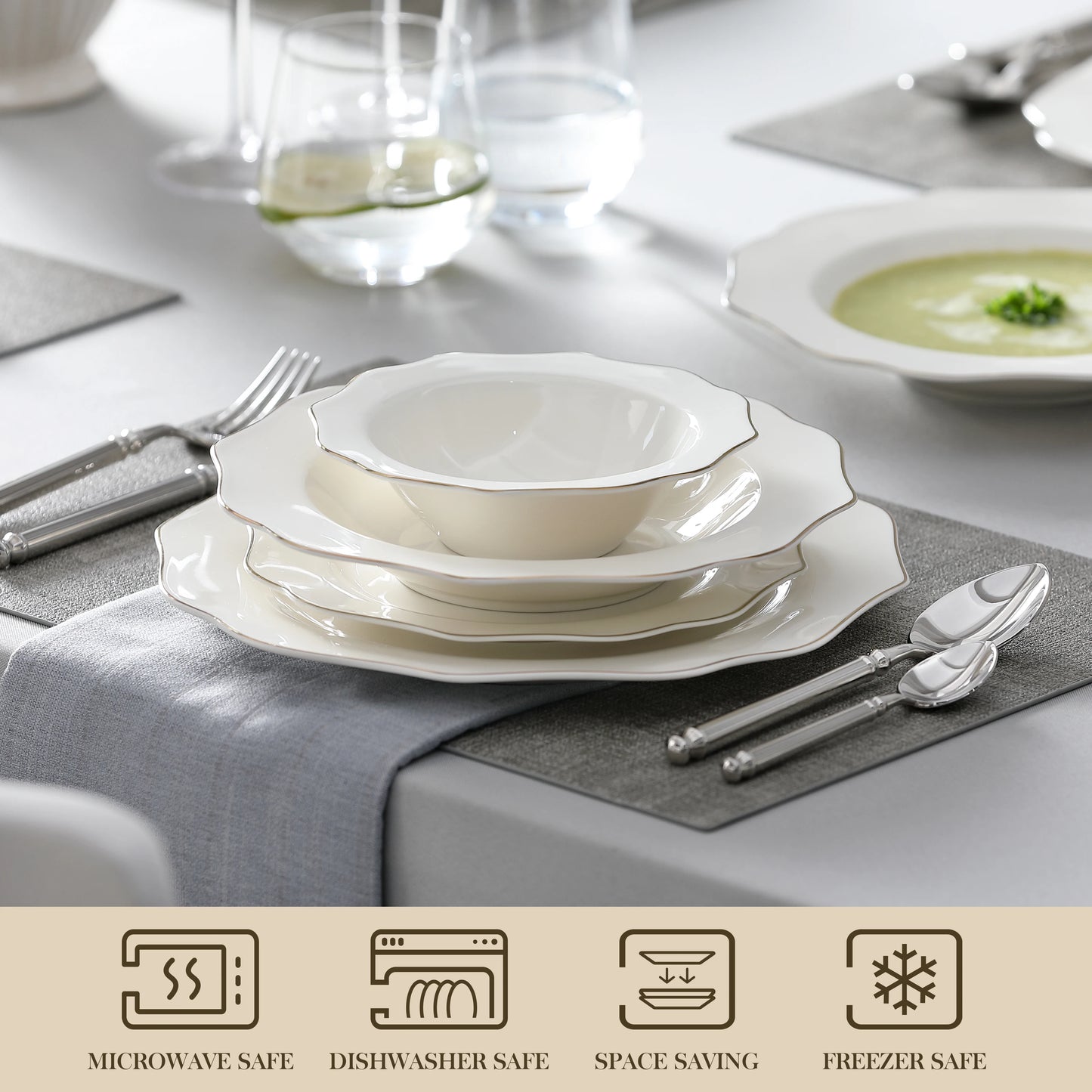 MALACASA 16-PIECE Nordic European Tableware Set
