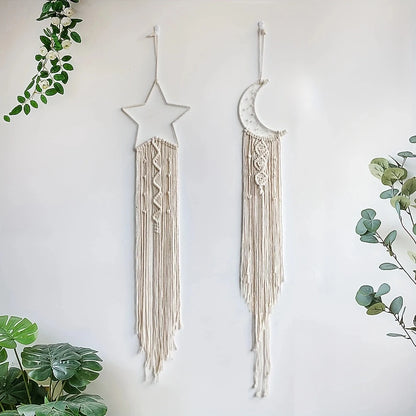 2pcs Star and Moon woven pendant