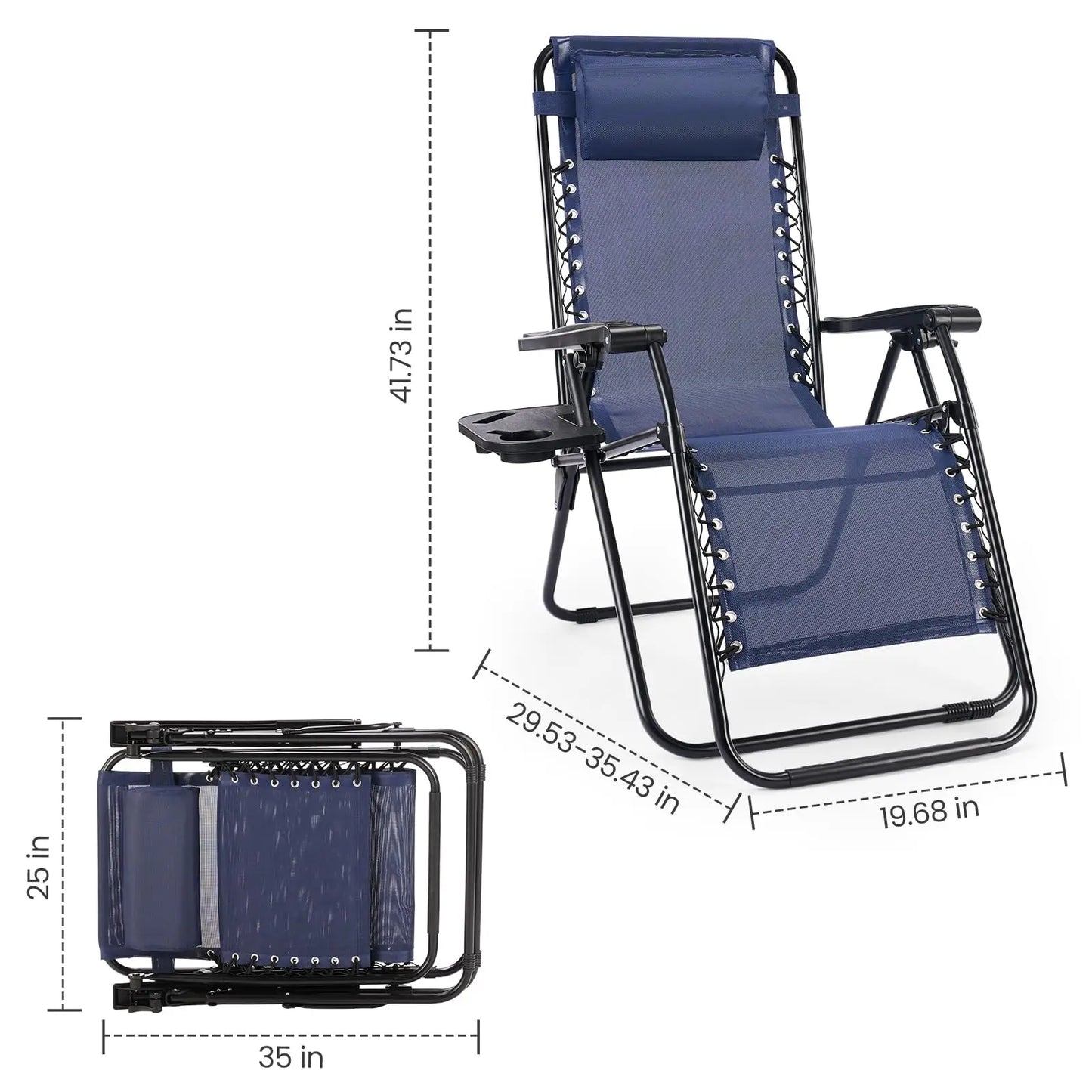Zero Gravity Portable Recliner Chair Adjustable Pillow