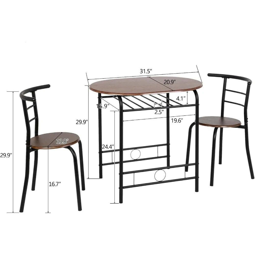 Small Kitchen Table Set for 2 with Wine Rack