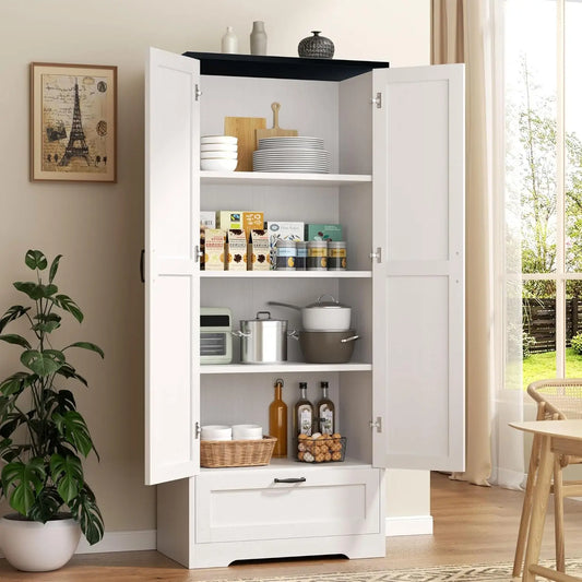 Kitchen Pantry Storage Cabinet with Barn Doors