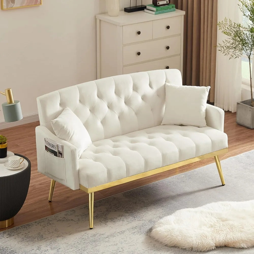 55-Inch Velvet Loveseat Sofa Gold Legs