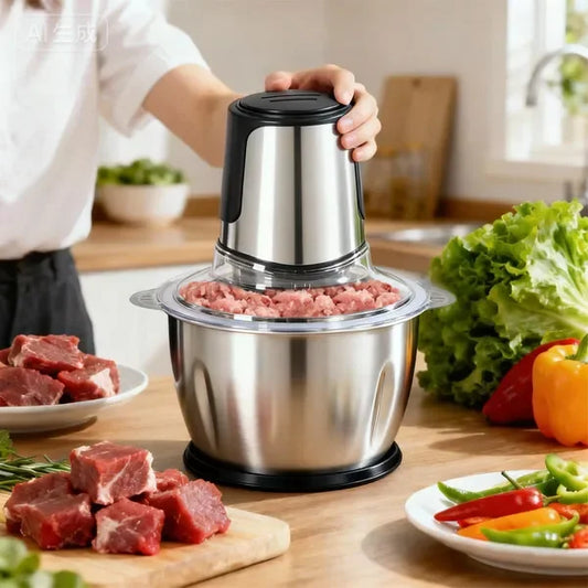 Electric Food Processor with Dual Bowls