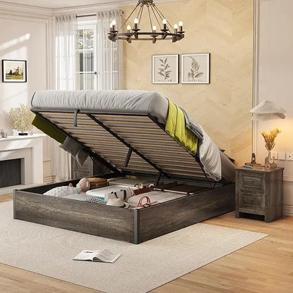 Lift Up Storage Underneath Bed Solid Wood
