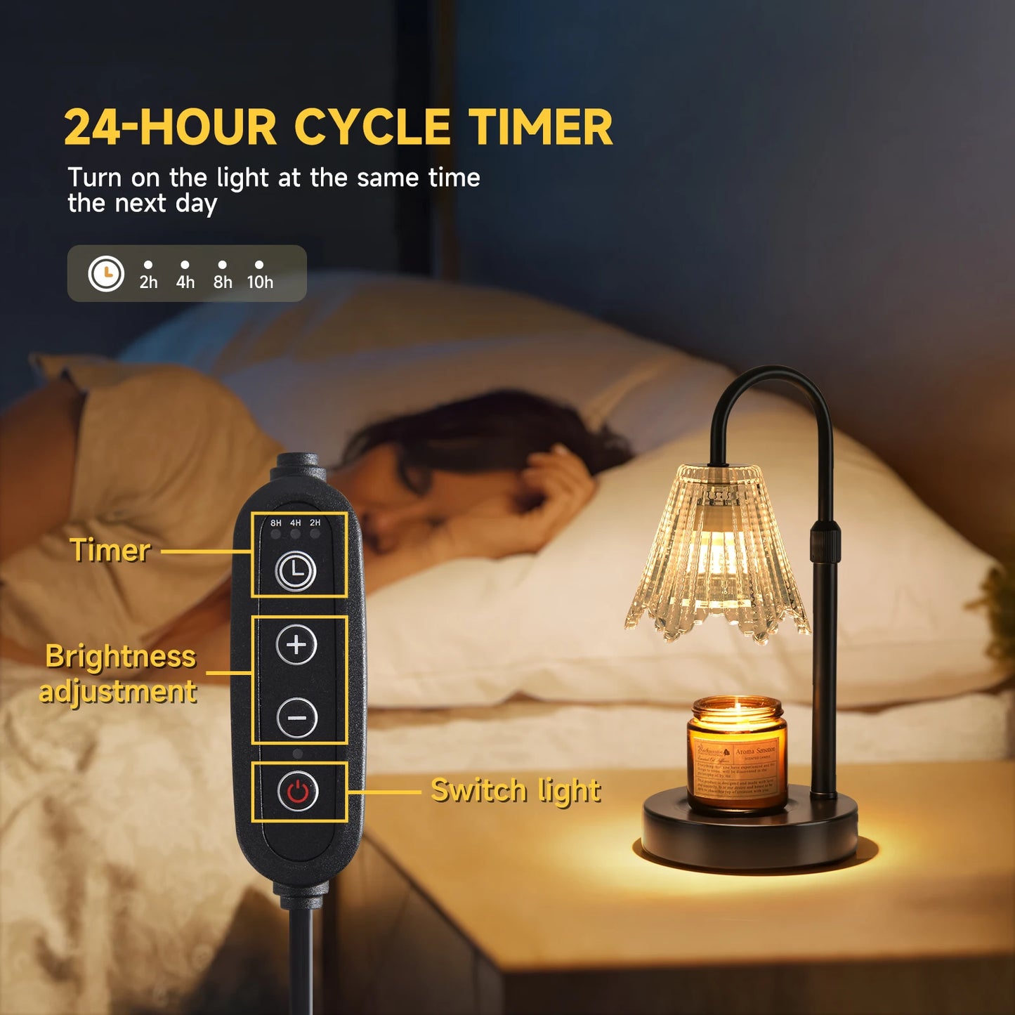 Retro Candle Heating Lamp - Smart Dimming Timer Aromatherapy Wax Heater, Safe and Energy-Saving Wax Melting Lamp, Suitable for V