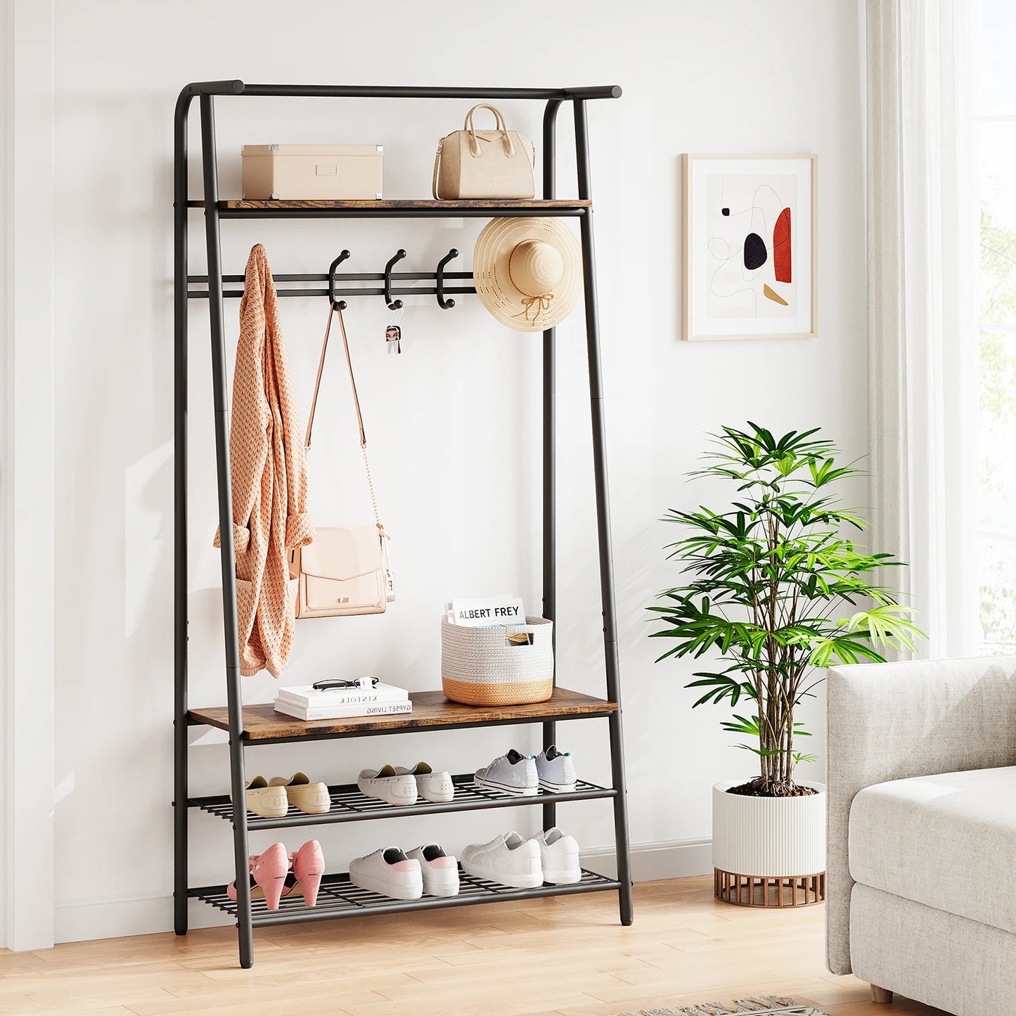 4-in-1 Hall Trees, Coat Shoe Rack