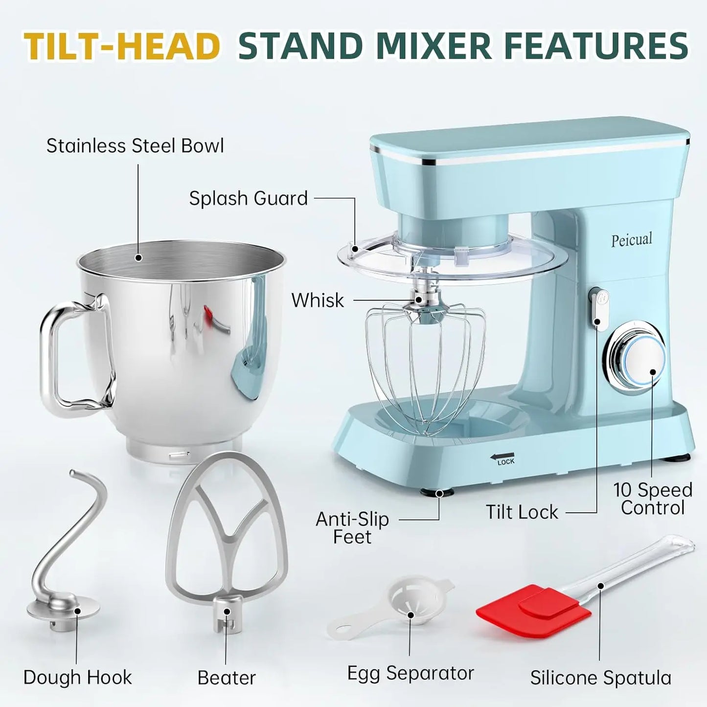 6QT Stand Mixer with Tilt-Head Design,