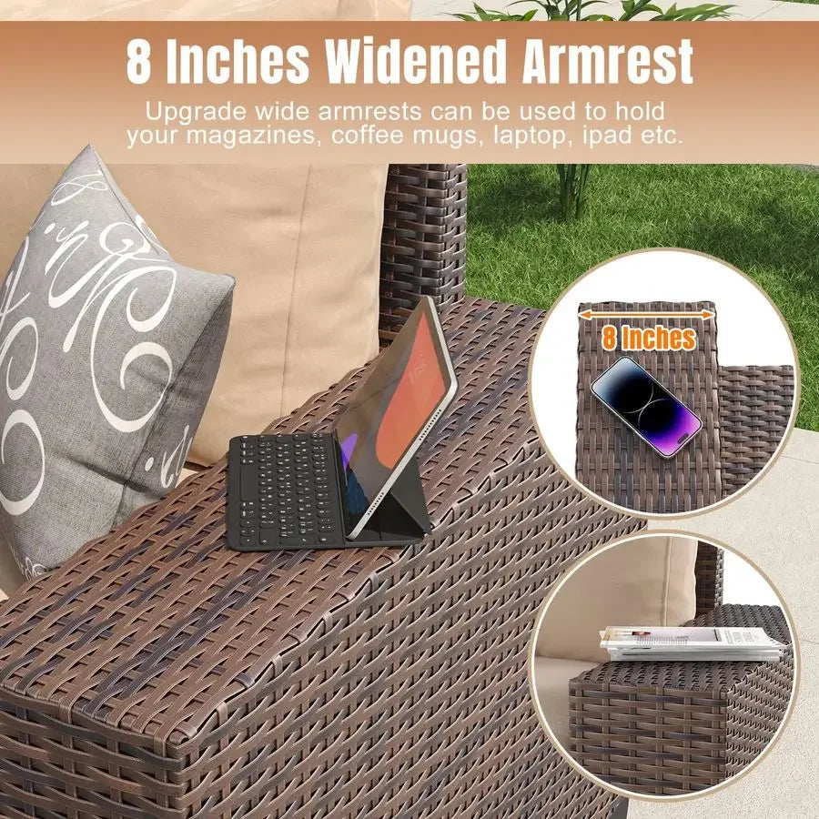 7 Pieces Patio Furniture,  44 Fire Pit