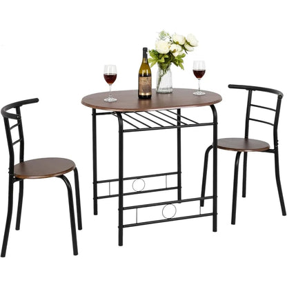 Small Kitchen Table Set for 2 with Wine Rack