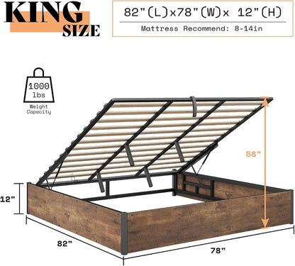 Lift Up Storage Underneath Bed Solid Wood