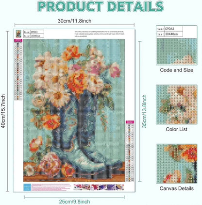 Adult DIY Diamond Painting Kit - Cowboy Boots