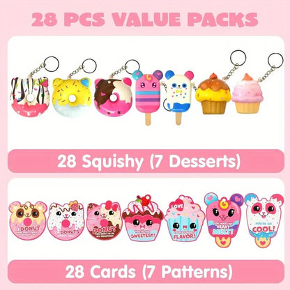 JOYFY 28 Pack Dessert squishy toys,  Keychains