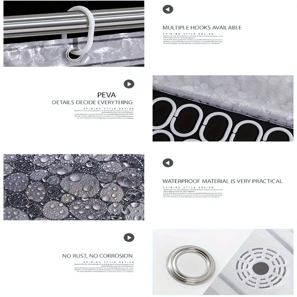 3D Pebble Pattern Shower Curtain Liner