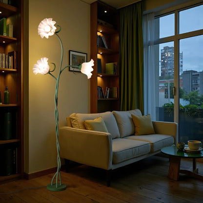3-Head Flower Floor Lamp Contains Bulb,