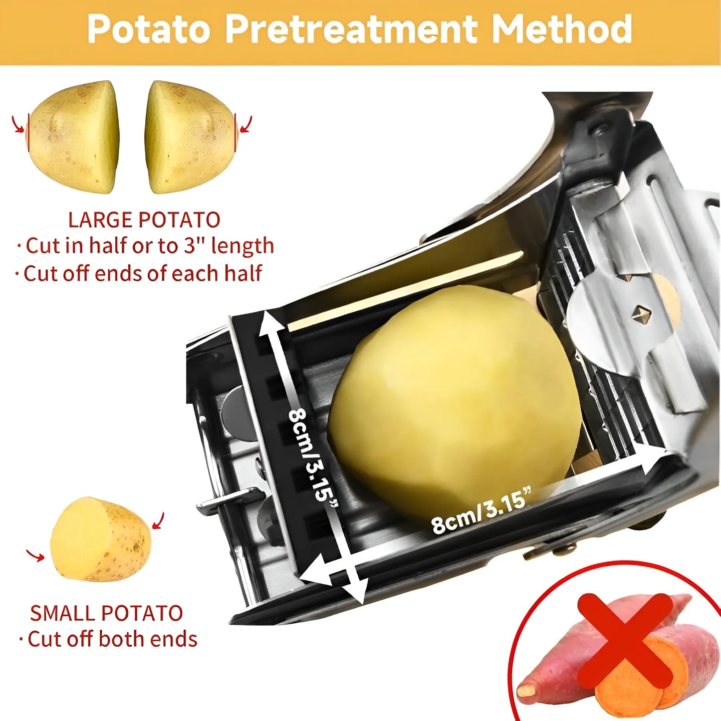 Manual French Fry Cutter with 2 Blades,
