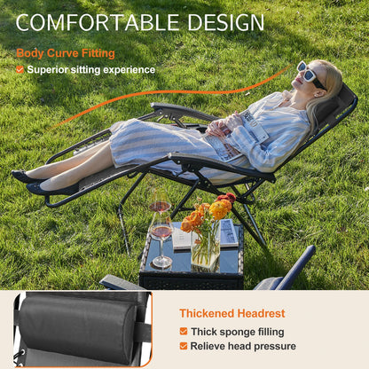 Zero Gravity Portable Recliner Chair Adjustable Pillow