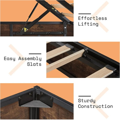 Lift Up Storage Underneath Bed Solid Wood