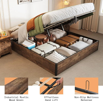 Lift Up Storage Underneath Bed Solid Wood