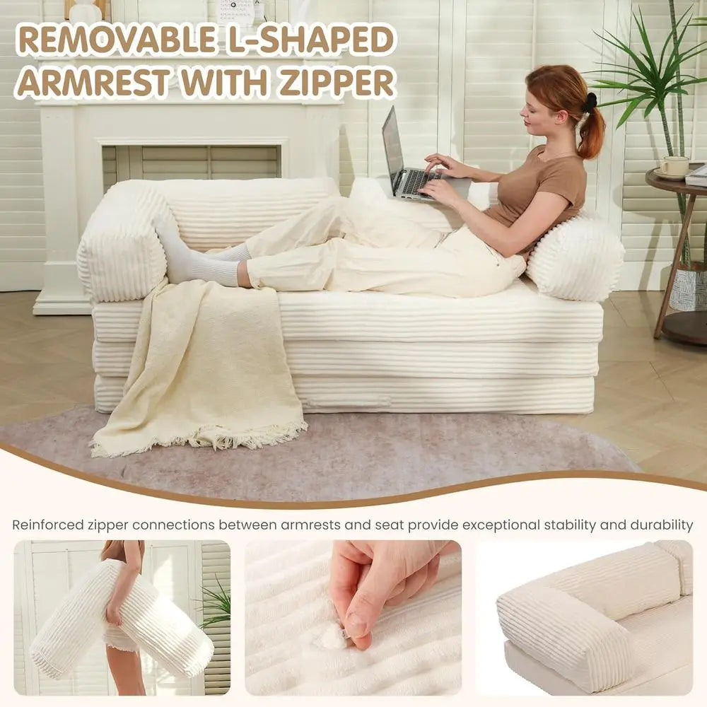 Queen Size Convertible Sofa Bed   Upholstered Sleeper Sofa, Ideal for Small Spaces and Guest
