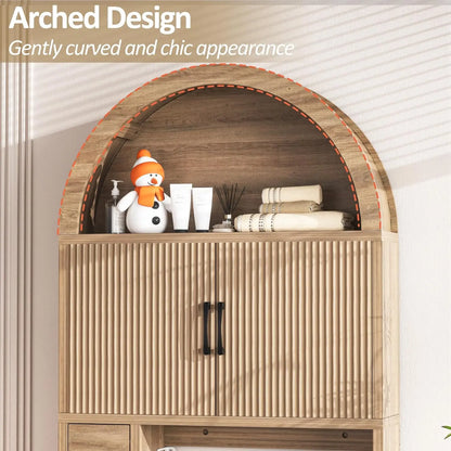 Over Toilet Storage Cabinet Bathroom Shelf Organizer Freestanding Arch Design with Paper Holder Anti-Tip Wood, Customized
