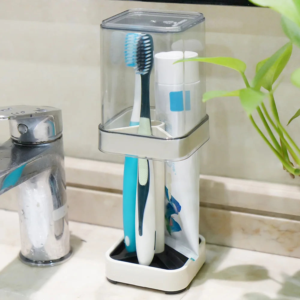 Toothbrush Holder With Cup and Cover,