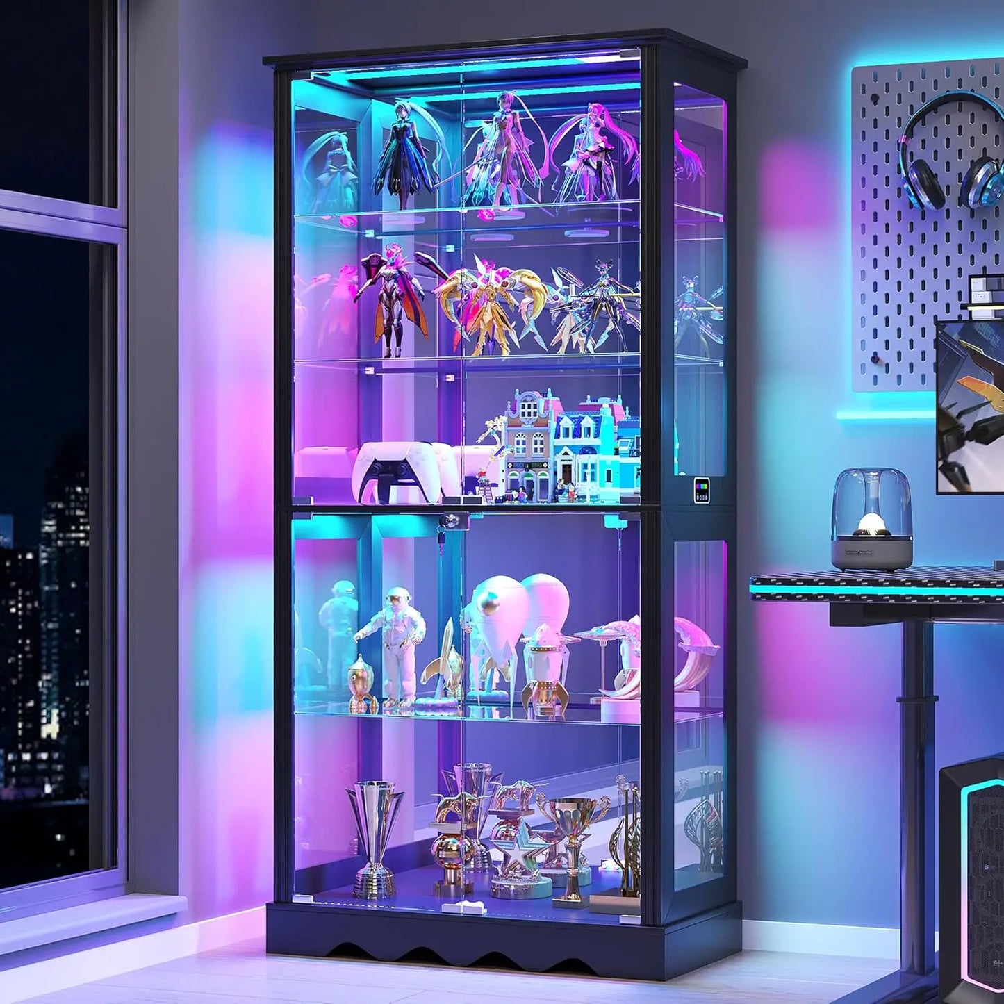 Glass Cabinet, RGB Lights & Motion Sensor