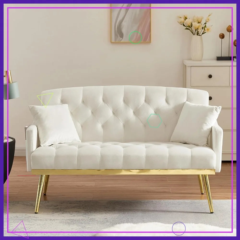 55-Inch Velvet Loveseat Sofa Gold Legs