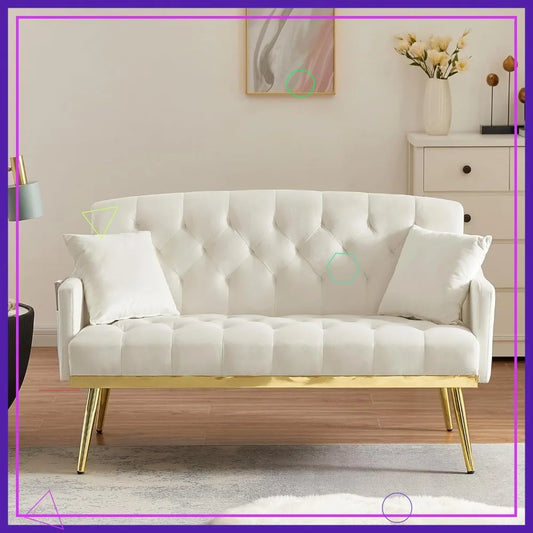 55-Inch Velvet Loveseat Sofa Gold Legs